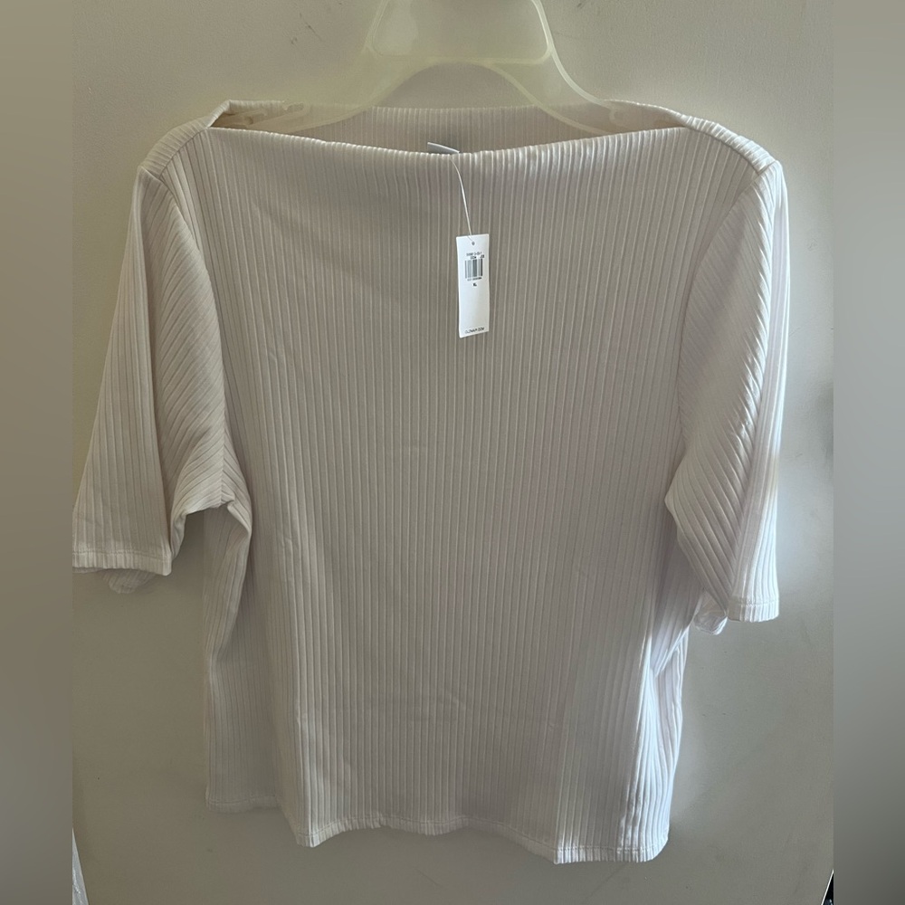 Old Navy Cream Ribbed Short Sleeve Top